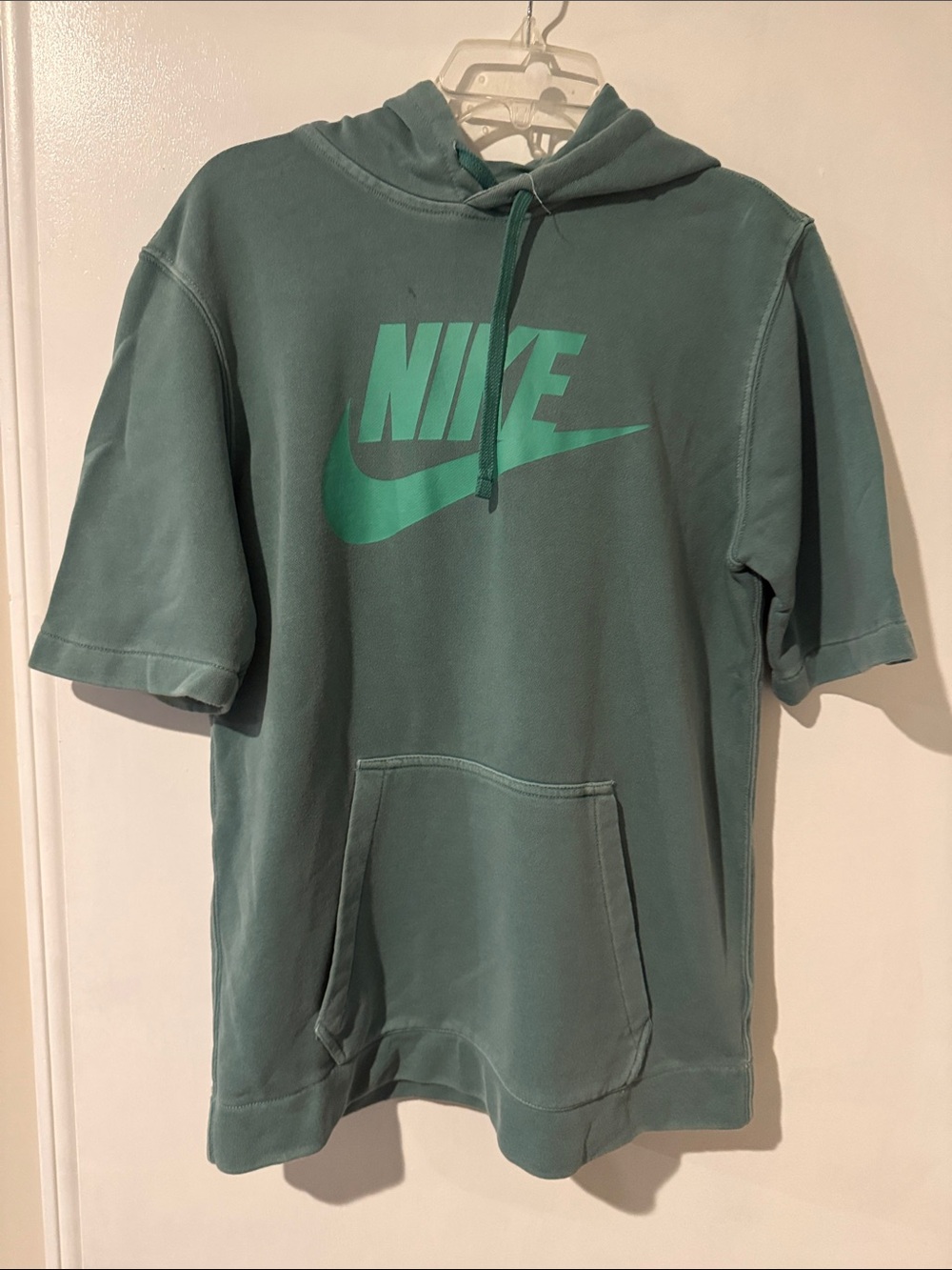 Nike Green Short-Sleeve Hoodie with Green Swoosh